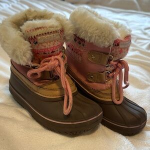 London Fog Pink and Brown Kids Boots